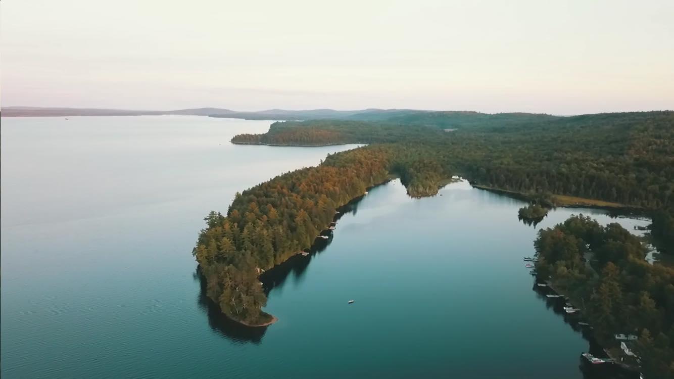 drone shot of lake